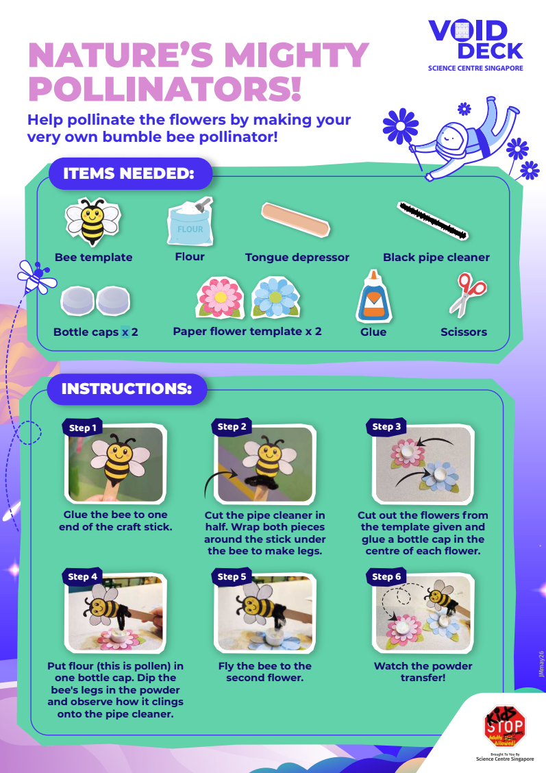 Activity sheet for children to create bumble bee pollinators